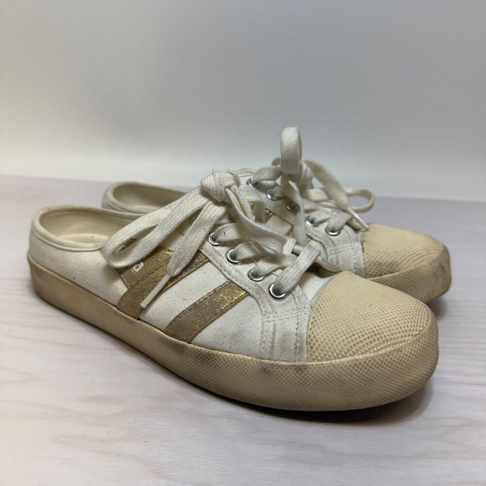 Gola Womens Coaster Mule Sneaker White metallic gold Size 7 EU 38‎ comfort